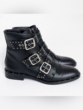 Chinese Laundry Studded Triple Buckle Moto Boots Size 9